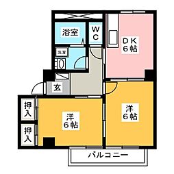 サープラス黒姫 2DKの間取図画像