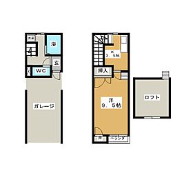 ハイクオリティ三輪B棟 1Kの間取図画像