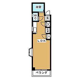 アシスト長野マンション2 ワンルームの間取図画像