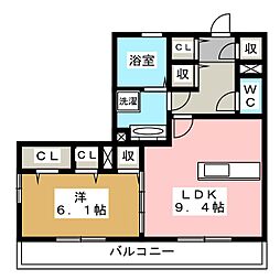 オリンピアパーク 1LDKの間取図画像