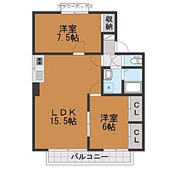 メゾン・ド・TA 2LDKの間取図画像