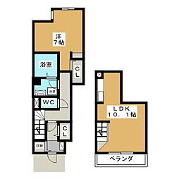 マロンショコラ 1LDKの間取図画像