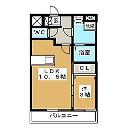 サンセールハーツ 1LDKの間取図画像
