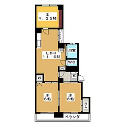 カーサ三輪 3LDKの間取図画像