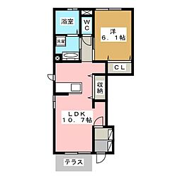 メゾンHa-Ma 1LDKの間取図画像