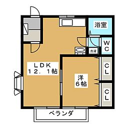 ベルシャイン本郷 1LDKの間取図画像