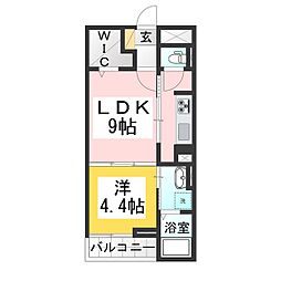 グラミスみわ 1DKの間取図画像