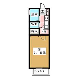 コーポ富士 1Kの間取図画像