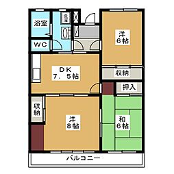 ホワイトパレス 3DKの間取図画像