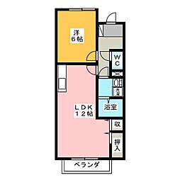 サープラス2リバーサイドヒル寿A 1LDKの間取図画像