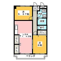 ニューマリッチ愛 2LDKの間取図画像
