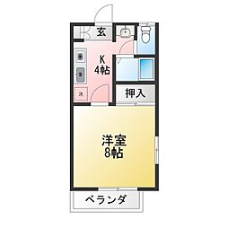 エトワール高山 1Kの間取図画像