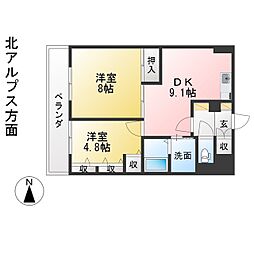 アルティザ松本 2DKの間取図画像