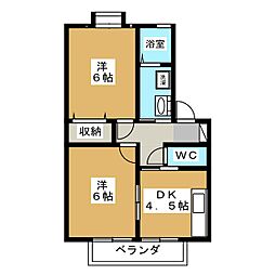 ウイングス三郷A 2Kの間取図画像
