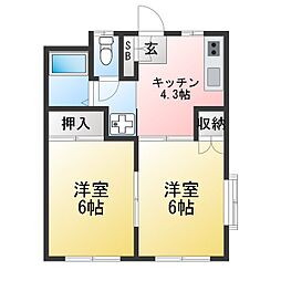 エーデルハイツ 2Kの間取図画像