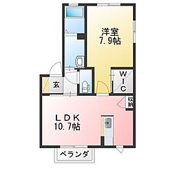 ルミエール沙羅A 1LDKの間取図画像