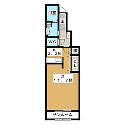 プリム・ローズ 1Kの間取図画像