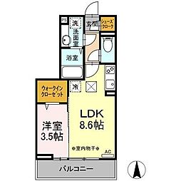 ヴィオコート平田 1LDKの間取図画像