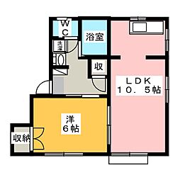 フラグランスグレープB 1LDKの間取図画像