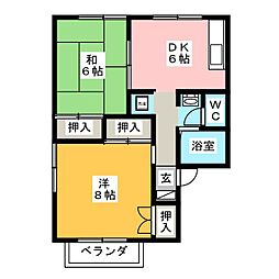 クレスト樹林A 2DKの間取図画像