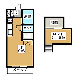 ロフトハウスこうの ワンルームの間取図画像