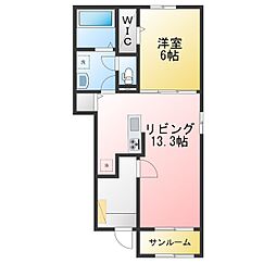 リブハピネス A 1LDKの間取図画像