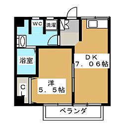 イースト 1DKの間取図画像