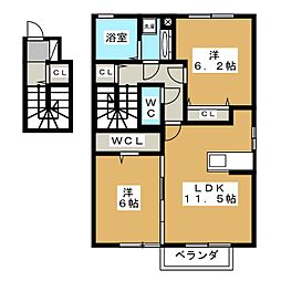ラ・プリシード 2LDKの間取図画像