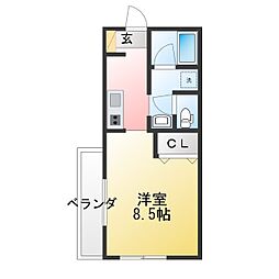 アルプスコーポ 1Kの間取図画像