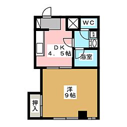 カイセー三芳 1DKの間取図画像