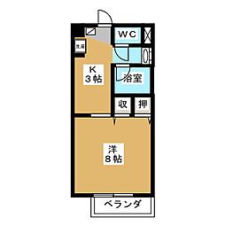 サープラスワンポアーロ 1Kの間取図画像