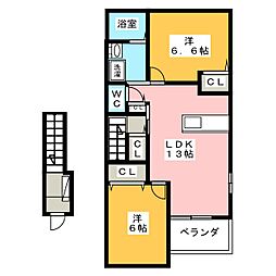 プレッソF 2LDKの間取図画像