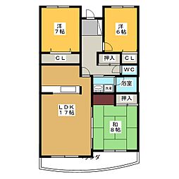 SAKURAエステート 3LDKの間取図画像