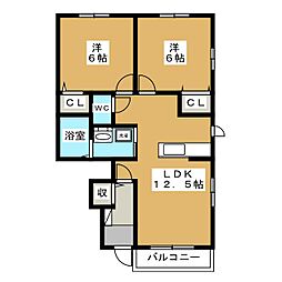 サニーヒルズ城山 2LDKの間取図画像