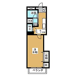 ロイヤルM橋詰 1Kの間取図画像