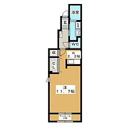 エスト・プリマヴェーラ3B ワンルームの間取図画像