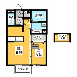 アリスガーデンナカジマC 1LDKの間取図画像