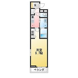 ゼフィールII 1Kの間取図画像