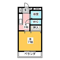 おおみなみアパート 1Kの間取図画像