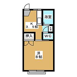 フォーブルジョイB 1Kの間取図画像