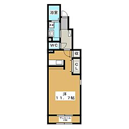 レスポアールドゥアルブル 1Kの間取図画像