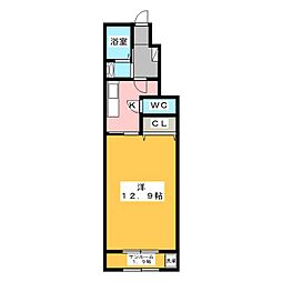 サンリットハウスグランデB 1Kの間取図画像