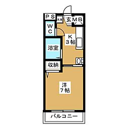 サザンクロス 1Kの間取図画像