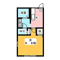 サライ21A 1Kの間取図画像