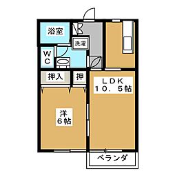 メゾンあずみの里A 1LDKの間取図画像