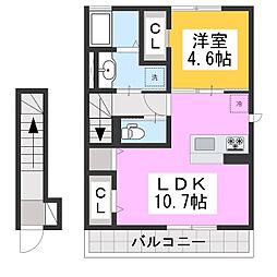 グランディールT E棟 1LDKの間取図画像