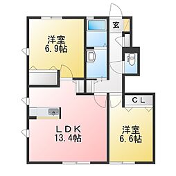 それいゆE 2LDKの間取図画像