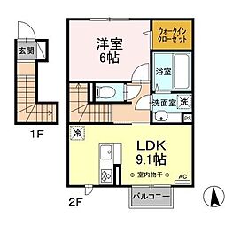 hull 1LDKの間取図画像