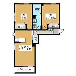 メゾン・デ・ラ・クラルテ 2LDKの間取図画像