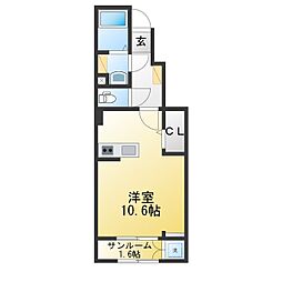 アルバカーサ ワンルームの間取図画像